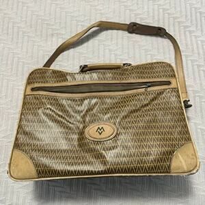 Vintage Mario Valentino tan vinyl carryon travel bag